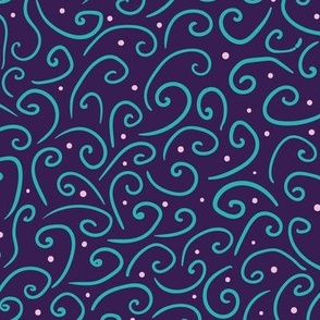 swirls and dots on dark purple by rysunki_malunki