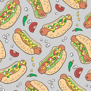 Hot Dogs Fast Food On Light Grey