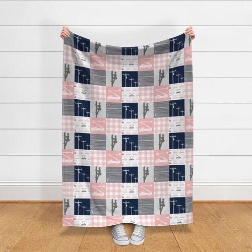 lineman patchwork pink & navy - plaid C19BS