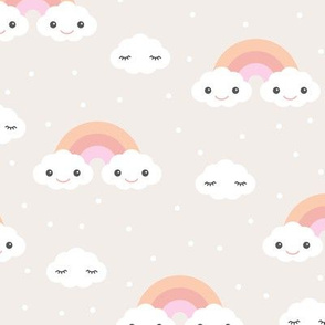 Kawaii love rainbow clouds dreamy night sky japan lovers design pink peach pastel