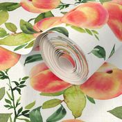 Watercolor Peaches // Small // White - Summer Fruit