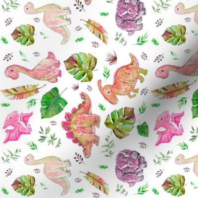 6" Retro Colors Pink & Green Dinos