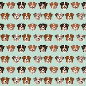 SMALL - australian shepherds glasses fabric - cute dogs and glasses design - mint