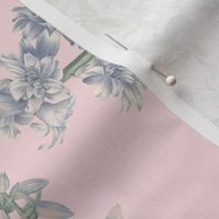 Nostalgic Pink Roses, Hydrangea Lilacs Springflowers, Antique Flowers Bouquets,vintage home decor,  English Roses Fabric light pink