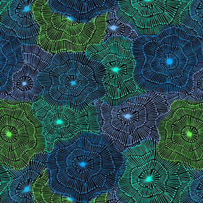 Abstract blooms--blue and green