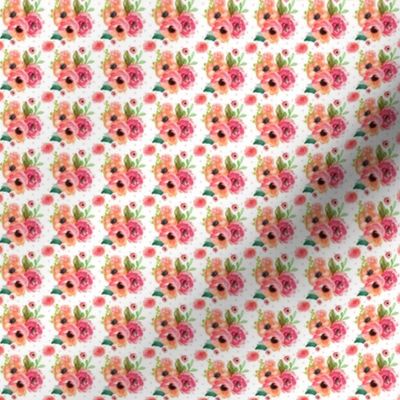 1" Floral Polka in White & Pink