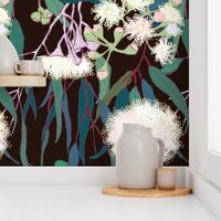 Australian Gumnut Eucalyptus Floral in White + Expresso