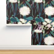 Australian Gumnut Eucalyptus Floral in White + Expresso