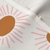 Bursting Sun Hand Painted Design in Pink + Cream | Lg