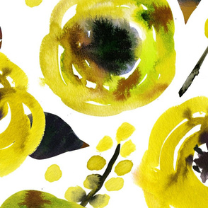 Large yellow watercolor floral
