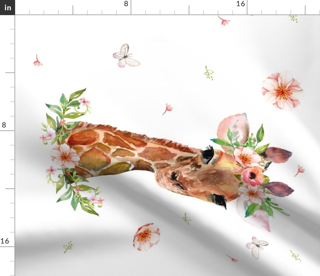 27"x18" Floral Giraffe 4 to 1 yard of 42" wide fabric