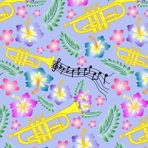 Periwinkle trumpets and flowers