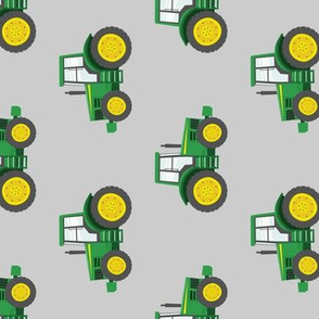 green tractors on grey - farm fabric (90) C19BS