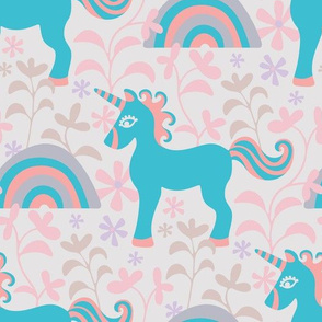 Unicorn Magic Girls Kids Children Fantasy Animal in Pink Blue Gray - UnBlink Studio by Jackie Tahara