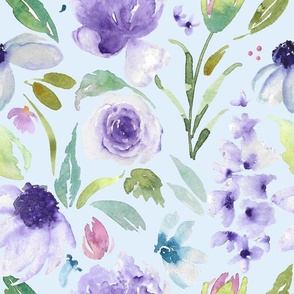 Large Scale Florals on ICE|Spring Flowers Blue|Renee Davis