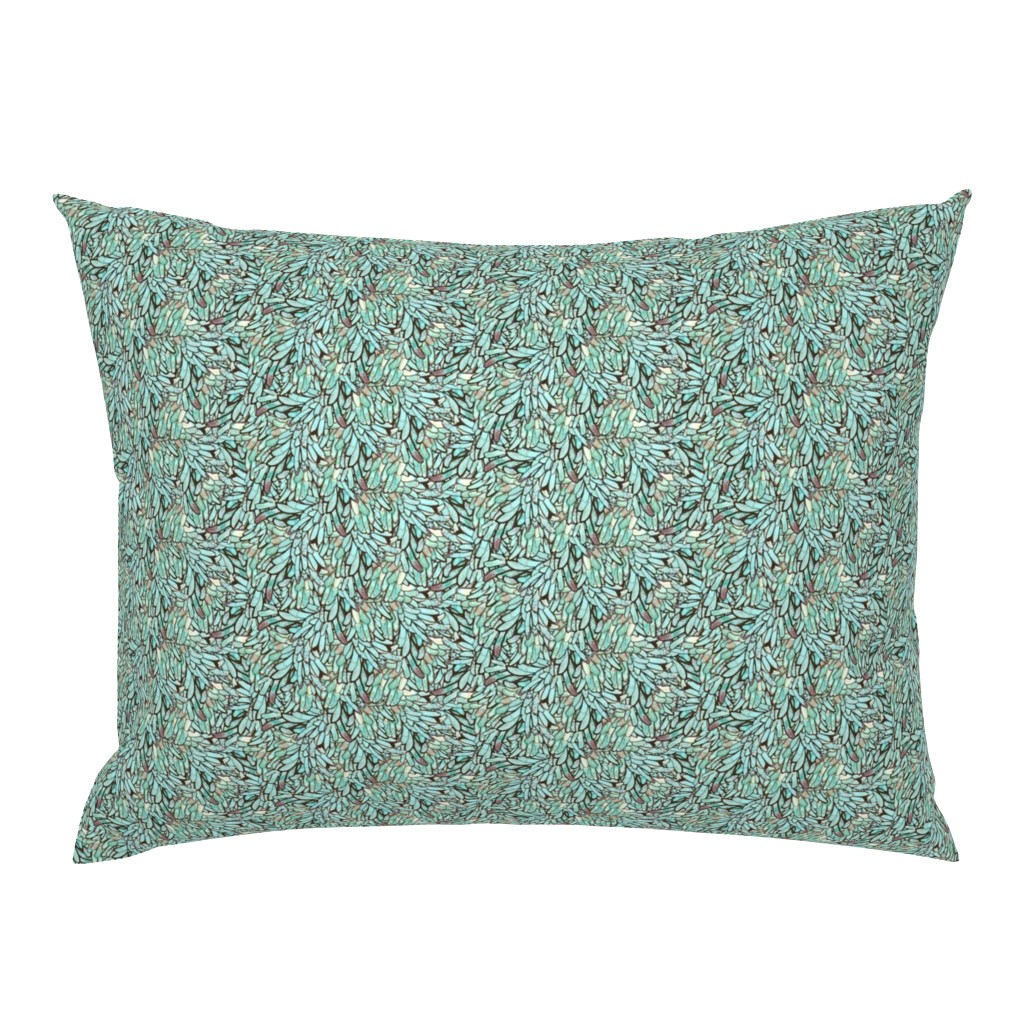 Boho Teal Waterfall Pattern of Leaves