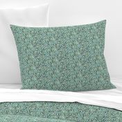 Boho Teal Waterfall Pattern of Leaves