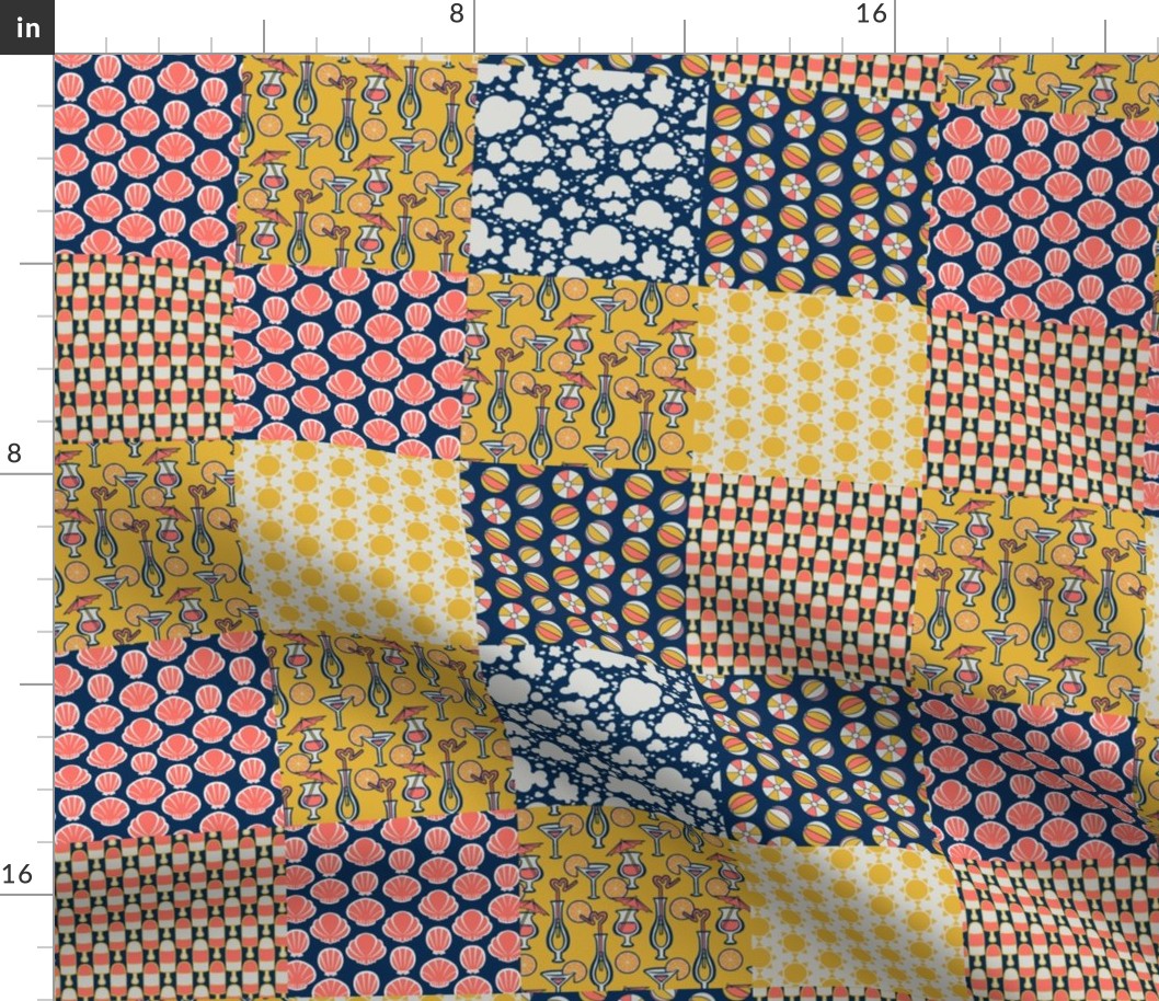 Summertime Cheater Quilt Coral Coordinate