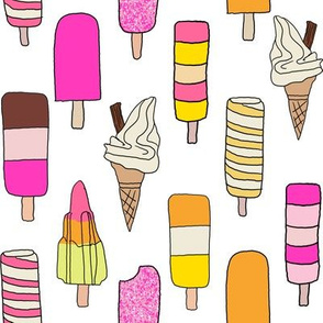 icecream fabric // - al19, food fabric, ice creams fabric, british ice cream fabric, 99 fabric, flake fabric, ice cream cones - white pink