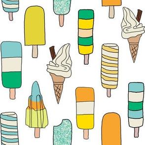 icecream fabric // - al19, food fabric, ice creams fabric, british ice cream fabric, 99 fabric, flake fabric, ice cream cones - white green