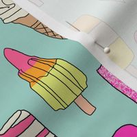 icecream fabric // - al19, food fabric, ice creams fabric, british ice cream fabric, 99 fabric, flake fabric, ice cream cones - pink and mint