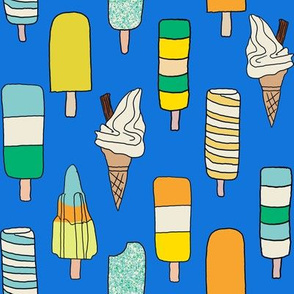 icecream fabric // - al19, food fabric, ice creams fabric, british ice cream fabric, 99 fabric, flake fabric, ice cream cones - electric blue