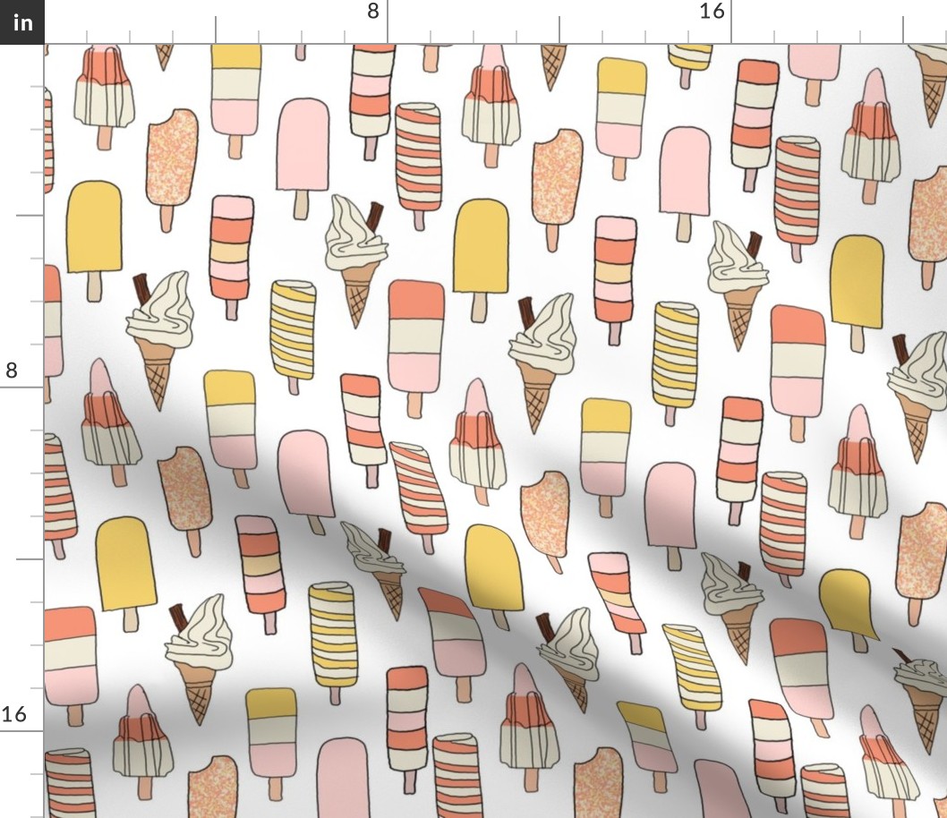 icecream fabric // - al19, food fabric, ice creams fabric, british ice cream fabric, 99 fabric, flake fabric, ice cream cones - white coral