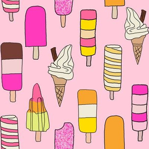 icecream fabric // - al19, food fabric, ice creams fabric, british ice cream fabric, 99 fabric, flake fabric, ice cream cones - pink