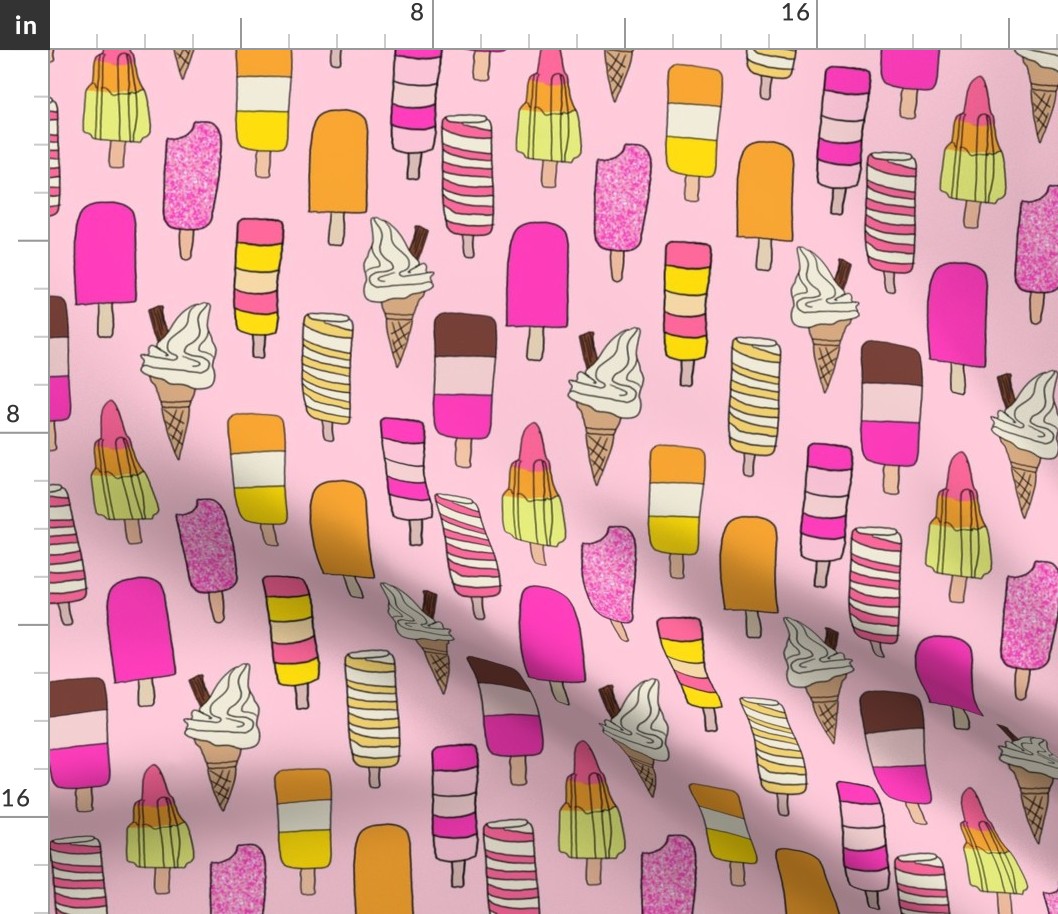 icecream fabric // - al19, food fabric, ice creams fabric, british ice cream fabric, 99 fabric, flake fabric, ice cream cones - pink