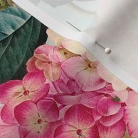 Nostalgic Pink Roses, Hydrangea , Antique Flowers Bouquets,vintage home decor,  English Roses Fabric light sepia turquoise