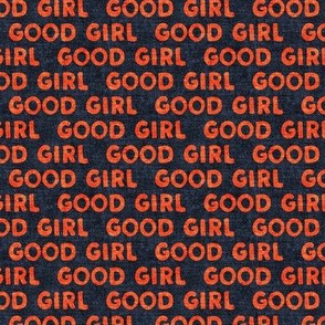 Good girl - dog - typography -  blue and vintage  red - LAD19