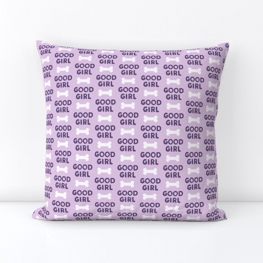Good girl - dog bone - typography - purple on purple -  LAD19