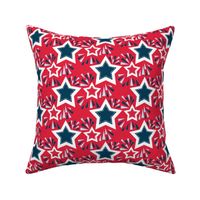 Stars and Fireworks for 4th of July in Red, White, Blue, Large Scale