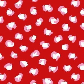 Trendy leopard print animals fur modern Scandinavian style raw brush abstract off Valentine red pink white