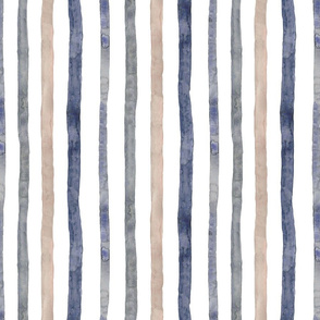 Watercolour Stripes Mustards Greys and Blues