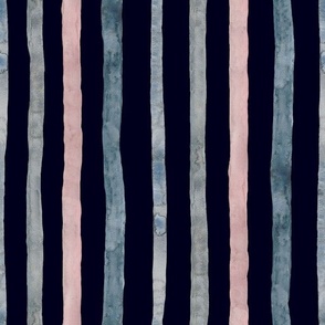 Watercolour Stripes Blues Pinks and Greys