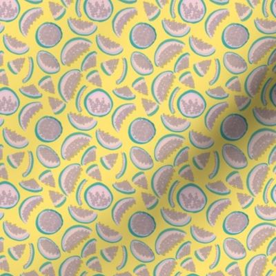 abstract watermelons on yellow