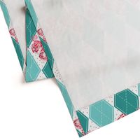 Teal Argyle with Stamped Red Roses