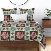 Boho Modern Rose Quilt Square Stone Inlay Tiles for Wholecloth Quilt 