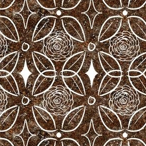Rose and Leaf Brown Stone Inlay