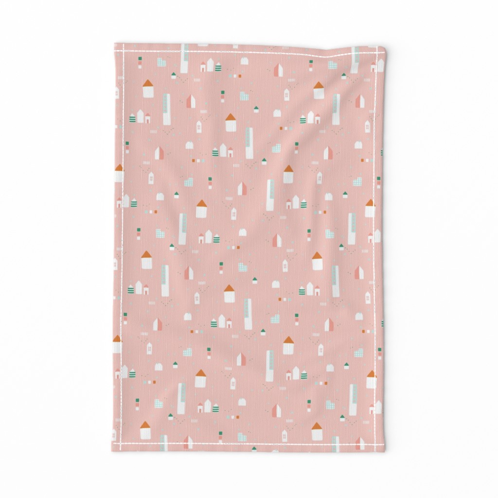 Modern pastel city blocks - pink