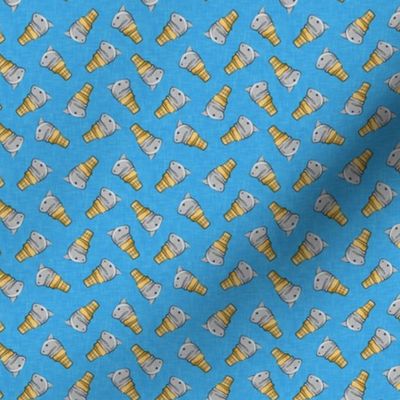 (3/4" scale) shark ice cream cones - toss on blue linen  - LAD19BS