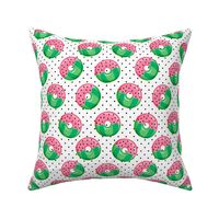 Watermelon donuts - black polka dot -  summer - fruit doughnuts - LAD19