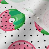 Watermelon donuts - black polka dot -  summer - fruit doughnuts - LAD19