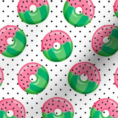 Watermelon donuts - black polka dot -  summer - fruit doughnuts - LAD19