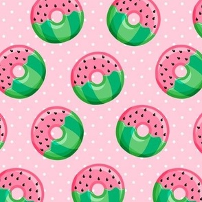Watermelon donuts - pink polka dot - summer - fruit doughnuts - LAD19