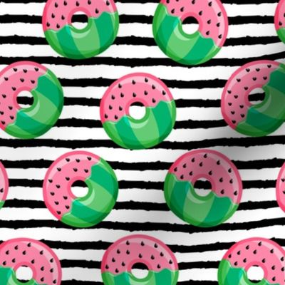 Watermelon donuts - black stripes - summer - fruit doughnuts - LAD19