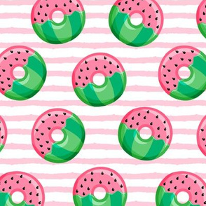 Watermelon donuts - pink stripes - summer - fruit doughnuts - LAD19