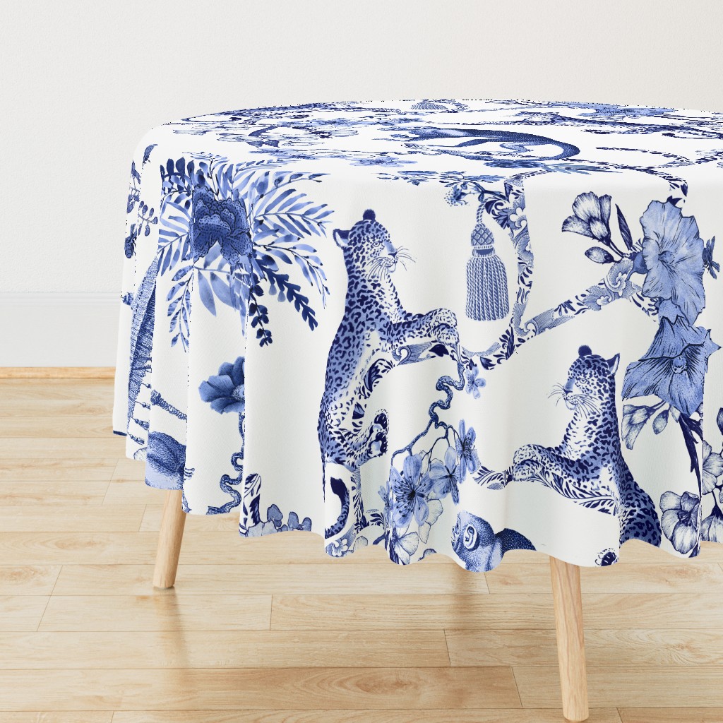 Chinoiserie  - "Whimsy"  -  Blue and White - Large Scale Pattern