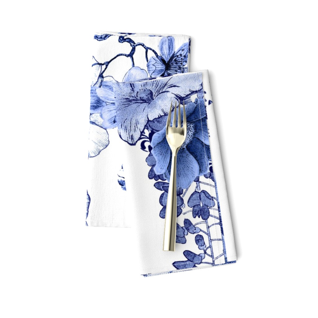 Chinoiserie  - "Whimsy"  -  Blue and White - Large Scale Pattern